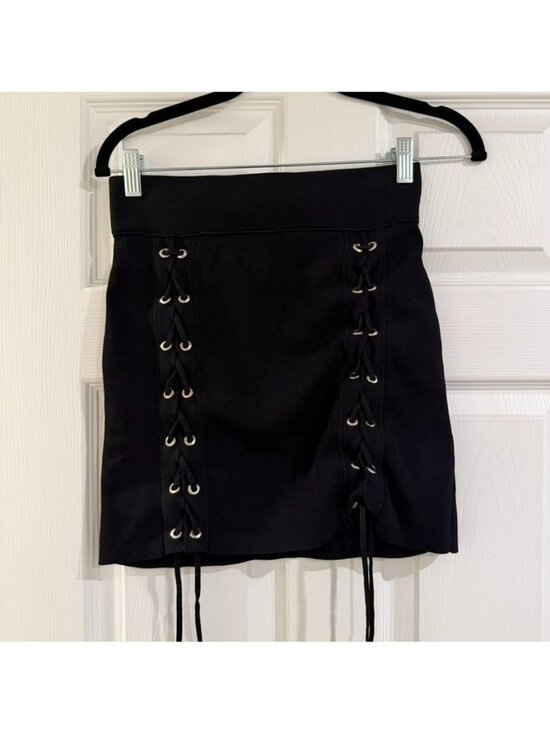 Zara Dresses & Skirts - Zara Knitwear Black Tie Up Bandage Mini Skirt Size Small Goth Whimsigoth